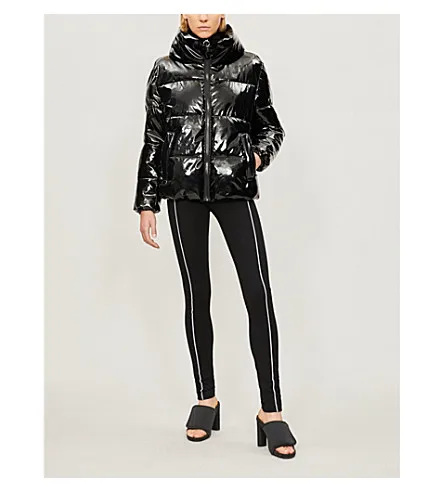 Doudoune Veste Vinyle Femme Noir Haute Brillance Vinyle