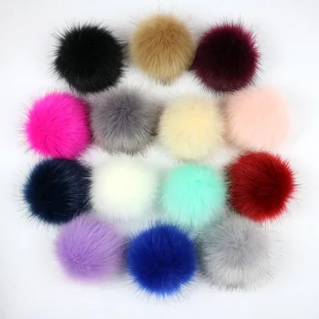 wholesale price Pure color 12cm faux fox fur ball fur pompom wholesale kids fur pompons with Elastich band