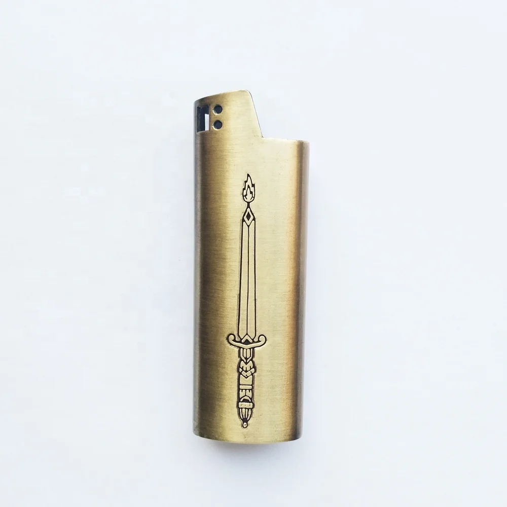 Source Customized Debossed logo Metal Lighter Case Lighter Cover Metal  Lighter Sleeve on m.