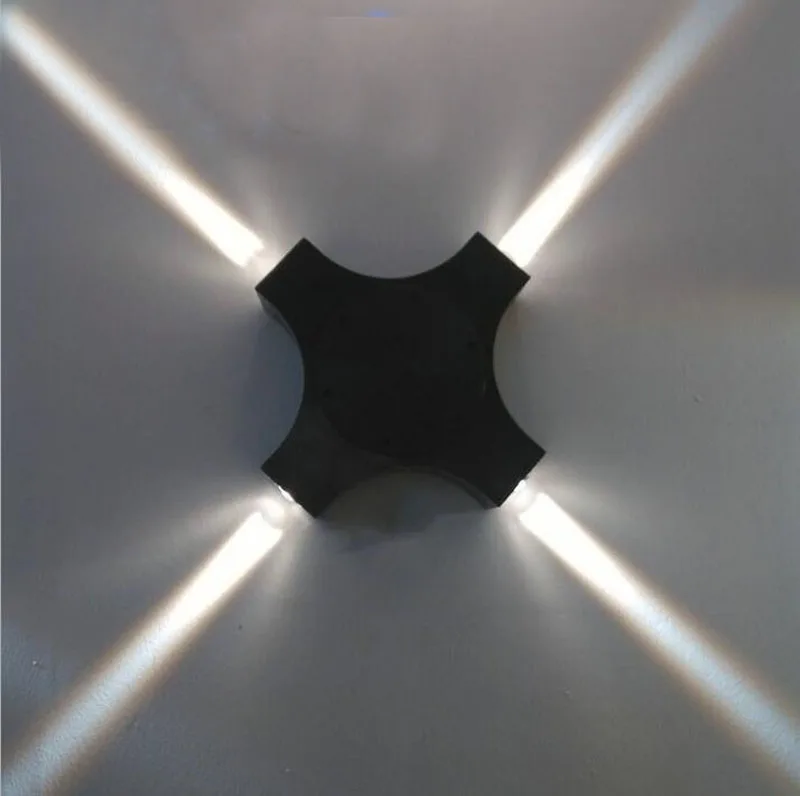 Новая светодиодная уличная настенная лампа 12 Вт Крест Звезда 4 боковое освещение водонепроницаемый IP65 для украшения сада