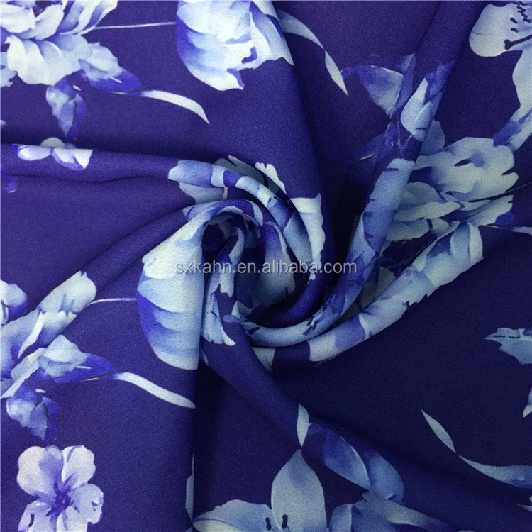 Kahn Digital Printing No Moq Fabric Printed  Polyester Wool Dobby Chiffon Fabric