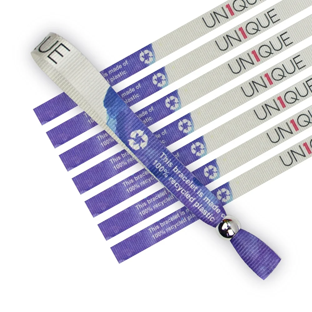Fast Production Eco Friendly Recycle RPET Wristband with Custom logo Printing Festival Wristbands in RPET Recycled Plastic