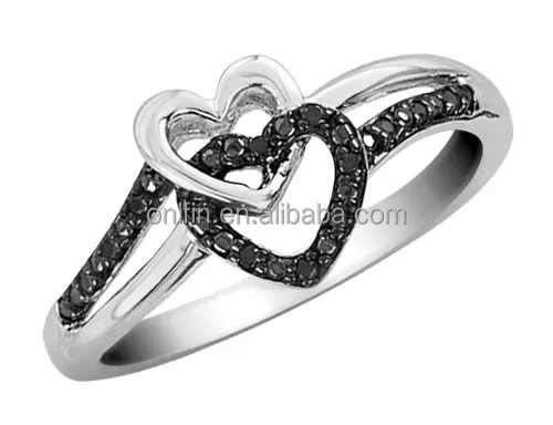 black diamond heart promise ring