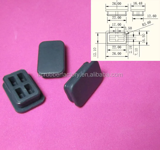 rubber bungs 22 x 12.6 mm rectangular rubber plug water proof square