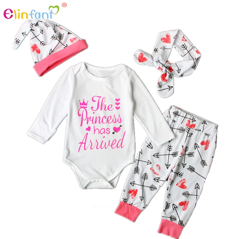 Elinfant Новорожденные девушки Одежда Baby Romper Нарядные штаны Комплект с длинным рукавом Зимняя