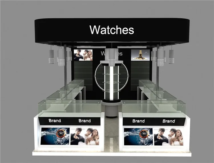 Commercial Shopping Mall Wristwatch Kiosk Design Retail Wrist Watch  Boutique Display Stand Watch Kiosk Design for Malls