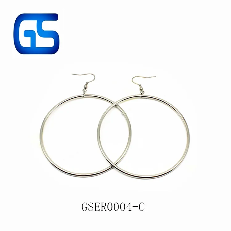 Silver Alloy Large Circle Round Hoop Ear Bali Ring Earrings for Women &  Girls (Silver,2.5 inches)