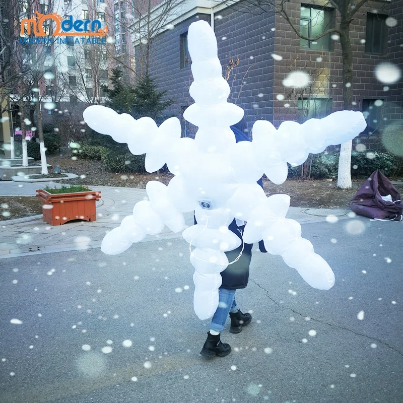 Carnival Adult Dancing Performance Inflatable Christmas Snowflake Costume with Light Effects