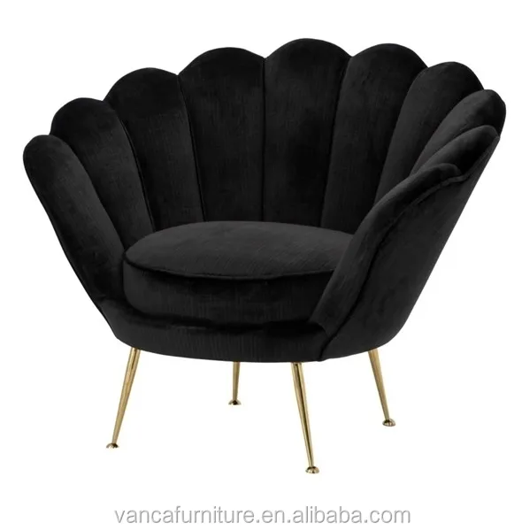 Red Velvet Fabric Flower Shape Lounge Leisure Chair