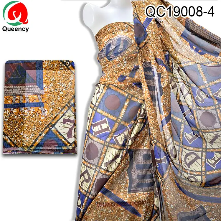 
 Элегантная африканская шифоновая ткань Queency из спандекса с принтом, оптовая продажа  