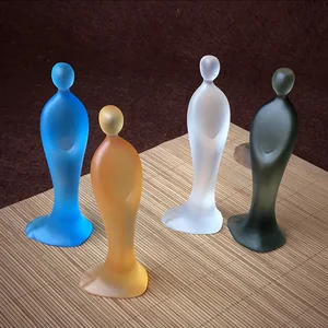 Zen Life Style Crystal Glass Hand-made Mini Tea Pets Little Monk Statue Tea Table Accessories