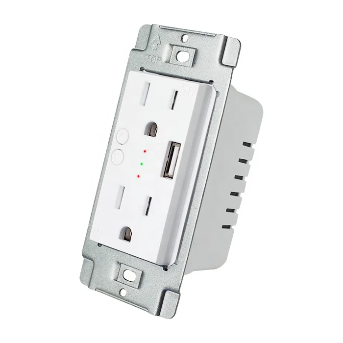 
 Настенная розетка с двумя USB-портами и поддержкой Alexa  
