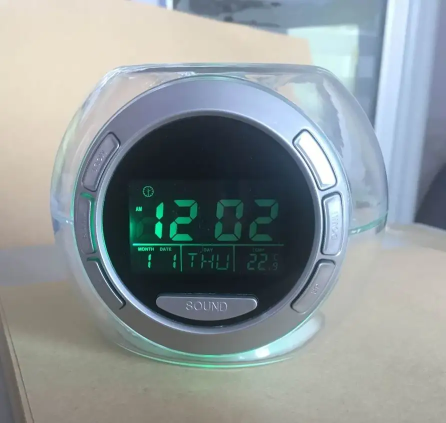 Novelty Transparent Colorful Change Lights Natural Animal Sounds Alarm Clock Battery Powered Cheap Price