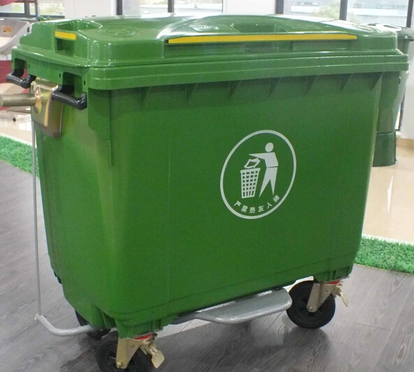 New Design 4-Wheel 1100L Eco-Friendly Plastic Outdoor Rolling Cover Plastic Garbage Waste Bin for Hotel Use