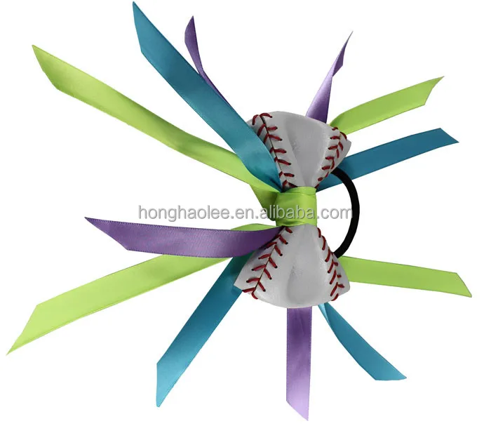 Лидер продаж 2024 Спорт на открытом воздухе бейсбол с лентой Софтбол кожа ручной работы бант для волос в наличии ювелирные изделия