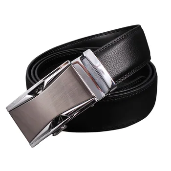 3.5cm width easy clip removable blank logo automatic autolock buckle black leather belts,custom automatic leather belts