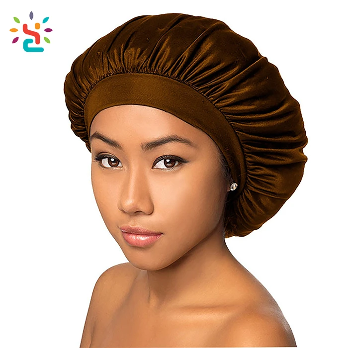 Wholesale Designer Hair Bonnets Custom Logo Silk Night Cap and Bag