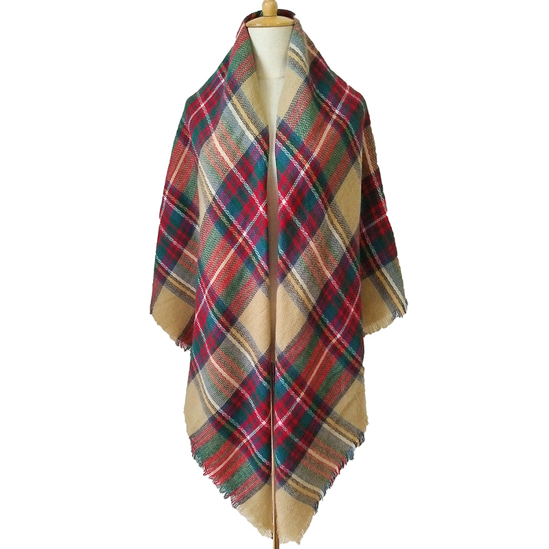 Квадратный шарф в клетку из кашемира 140 см