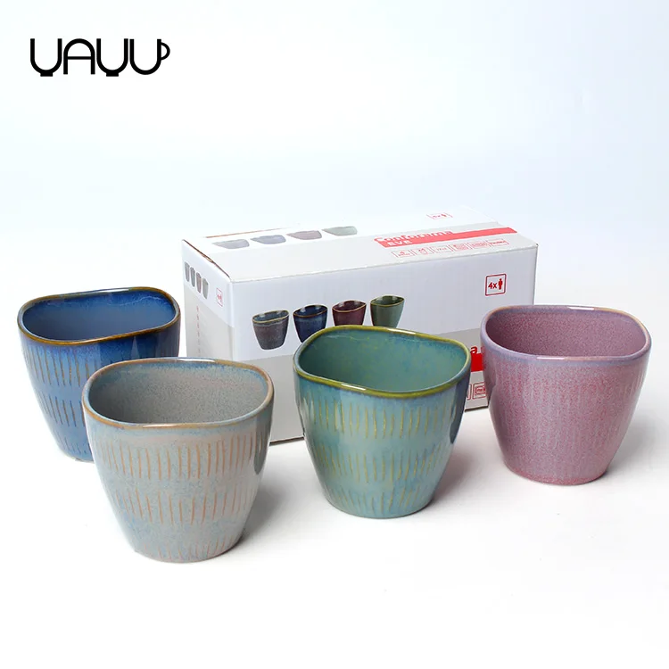 FENN high- end product reactive effect irregular rimmed ceramic cup glazed coffee mug FYXW001-QRB001-180