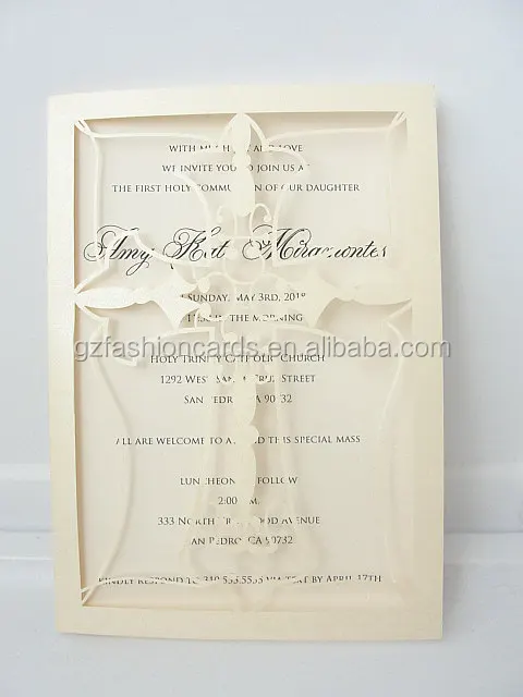 Cross First Communion Dinner Muslim Wedding Invitation Card Custom Birthday Invitations Laser Cut Menu Cards