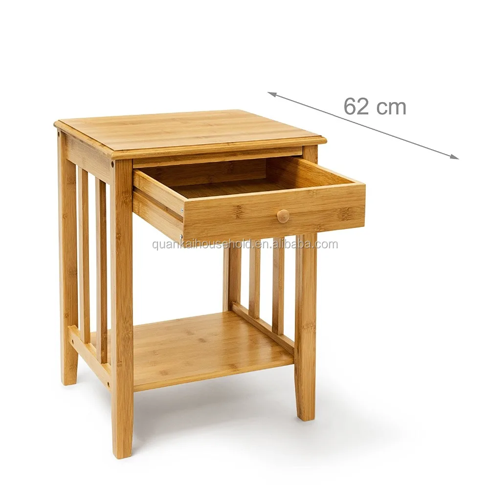 Natural Bamboo Side Table With Drawer Bamboo Sofa Side Desk Small Double Table  Bedside Table