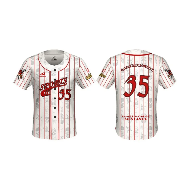 MLK Red and White Baseball Jersey 4XL