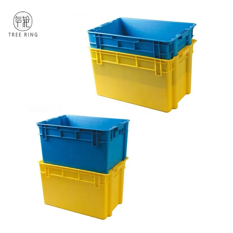 Uncollapsible Stack Nest Plastic Tote Rigid Fish Container for Water and Seafood Storage
