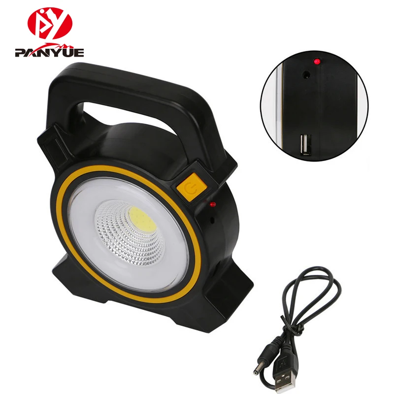 Бесплатный образец солнечной перезаряжаемой ручной белый свет COB светодиодный рабочий светильник кемпинговая лампа с солнечной панелью