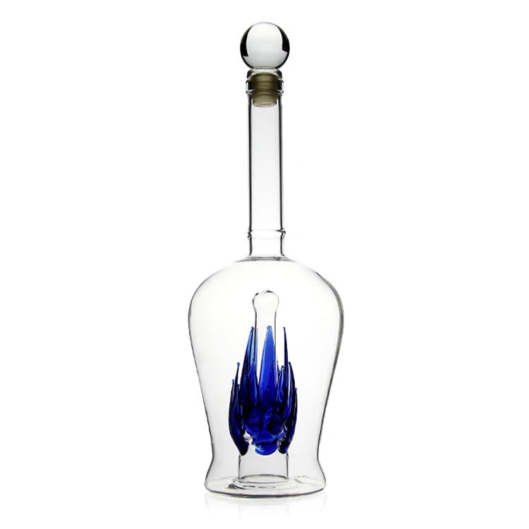 Aloe Bottle / Aloe Vera Shaped Art Wine Bottle /blue Agave Bottle