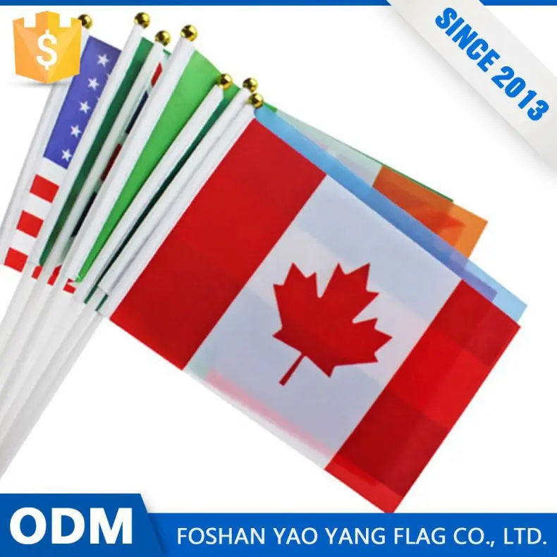 Высочайшее Качество Настраиваемые Мини-Полиэстер Канадский Флаги Stick