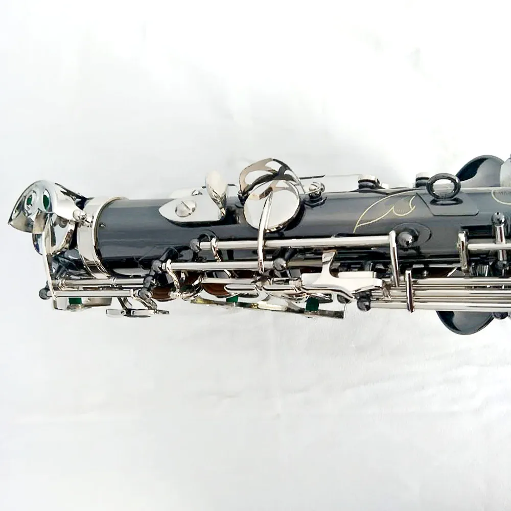 Professional Engraved Flower Black Saxophone Alto Eb Nickel