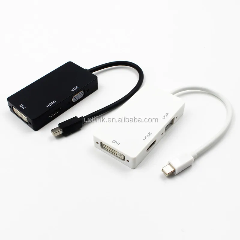 Thunderbolt Mini 3 in 1 Display Port MINI DP Male to HDMI DVI VGA Female Adapter Converter Cable for Apple MacBook Air Pro MDP
