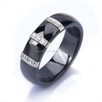 black diamond ceramic rings for woman with factory price