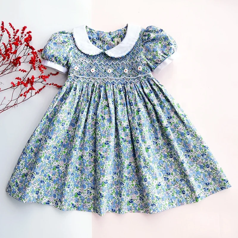 手作りの女の子のスモックドレス夏の子供服子供ドレス Buy 卸売 Smocked ドレス 綿スモッキングドレス女の子 Smocked ベビードレス Product On Alibaba Com