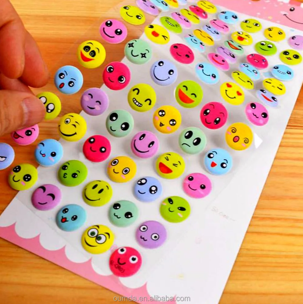 Эмодзи лицо пышные наклейки для детей