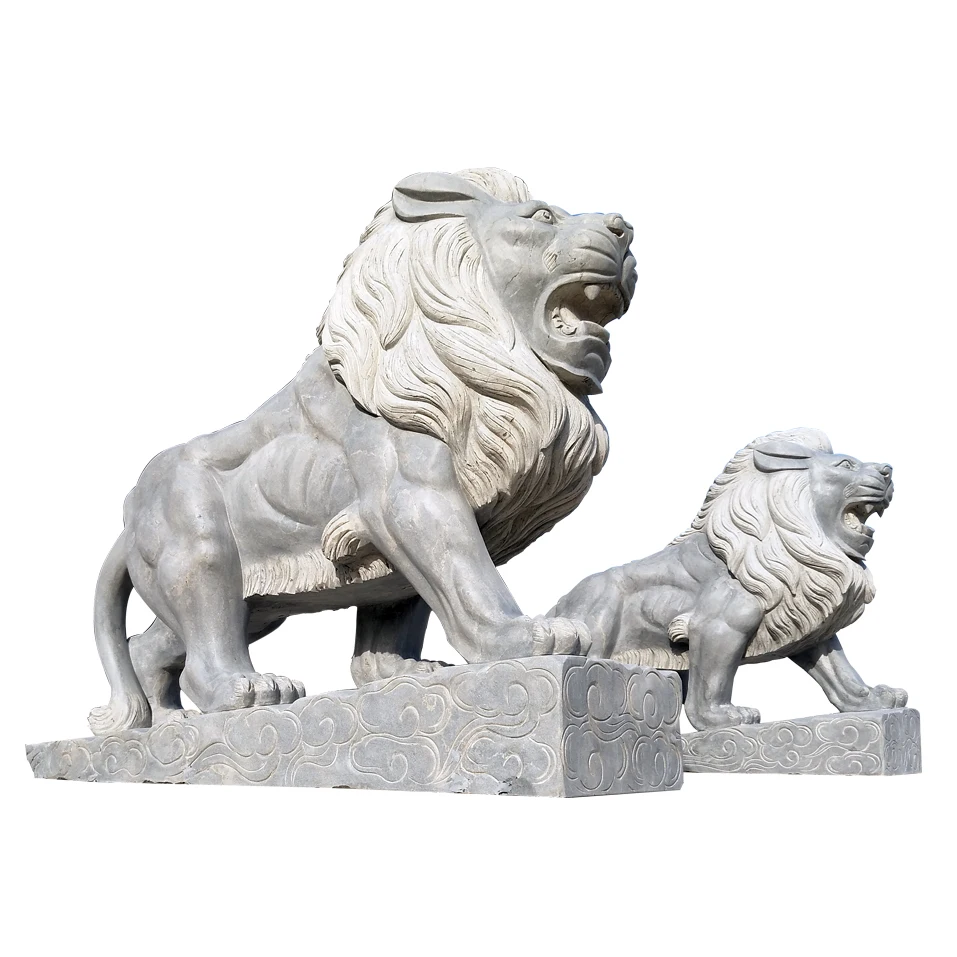 Par De Leones Aullantes De Mármol,Tamaño Natural,Estatua De  Jardín,Escultura De León De Piedra Grande Para Exteriores - Buy Estatua De  León De Marmol,Par De Estatuas De Leones De Mármol,Estatua De León De