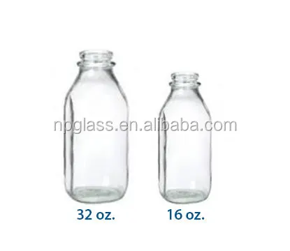 32 oz Clear Glass Milk Bottles