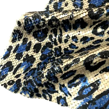 High Quality Dance Dress Animal Leopard Print Allover Wholesale Reversible Spangle Sequin Fabric
