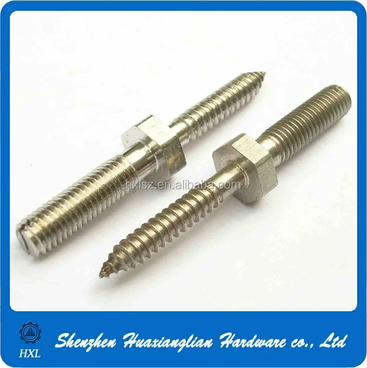 Cnc Double End Screw Custom Steel Galvanized Double Sided Threaded Wood Screw Bolt