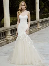 2016 Gorgeous Sweetheart Mermaid Wedding Dress Backless Applique Lace Tulle Vestido de novia Court Train Bridal Gown YX144