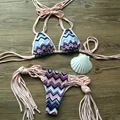 CRESTGOLF Lace up Women Bikinis Padded Swimsuits Beach Bathing Suits Tassel Sexy Bikinis Set Swimwear