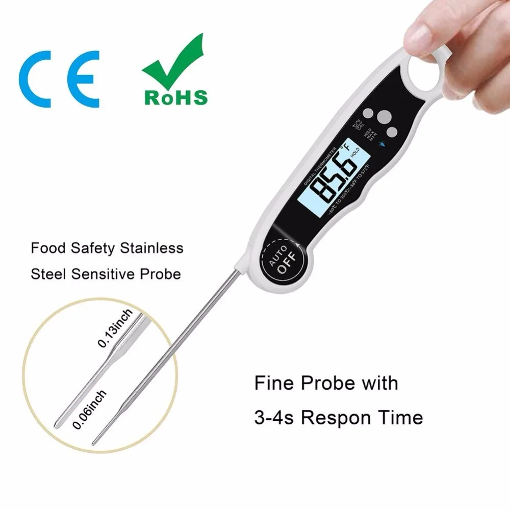 Wholesale Waterproof Digital Instant Read Meat Thermometer with 4.6 Folding  Probe Backlight & Calibration Function From m.