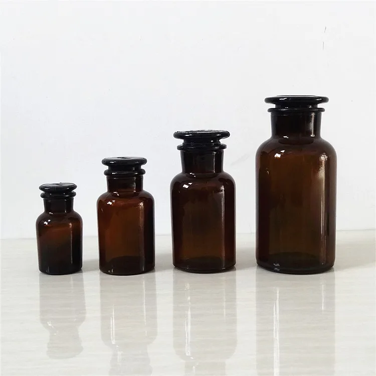 60ml 125ml 250ml 500ml 1000ml Amber Reagent Glass Jar Apothecary Jar
