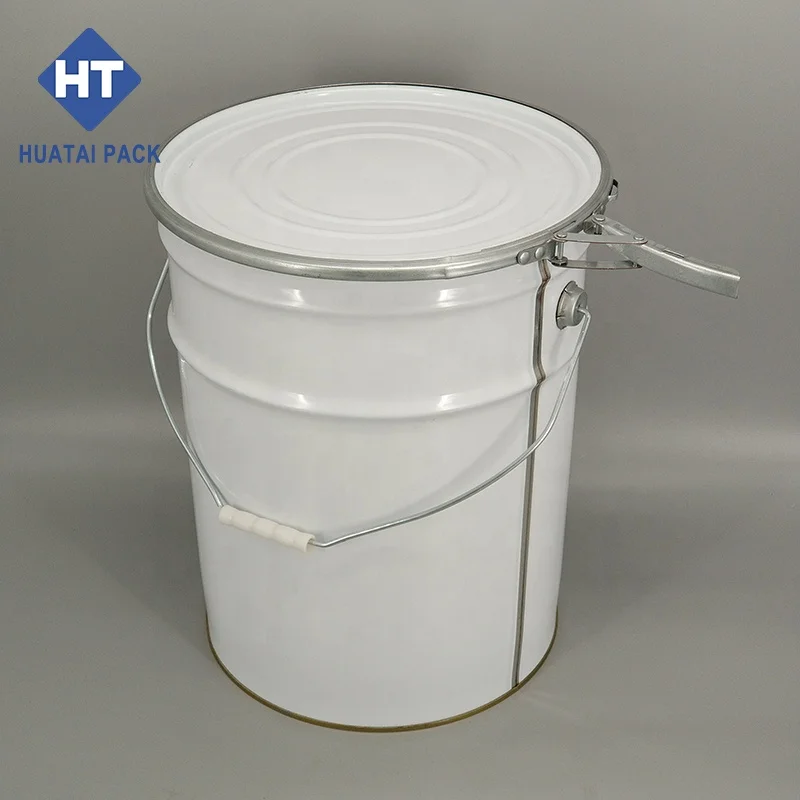 20 Litres Open Head Metal Bucket With Locking Ring Lid For Oil Paint