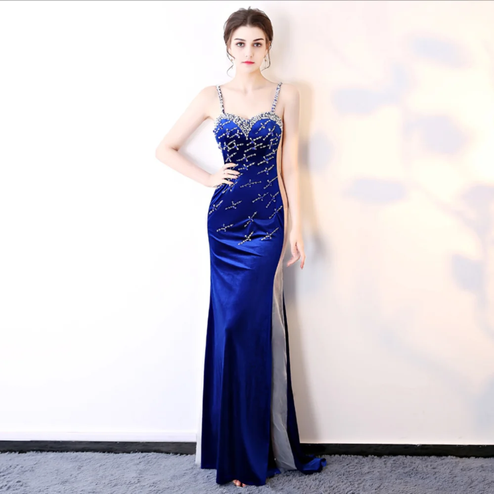 blue evening dress