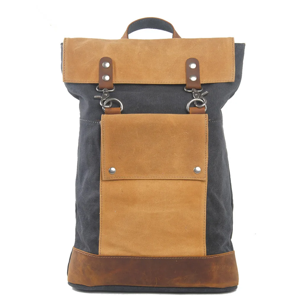 Hot Style Wholesale Waterproof Mens Vintage Canvas Outdoor Backpack Roll Top Bag