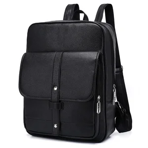 OMASKA Men Fashion Pu Leather Business Casual Laptop Backpack