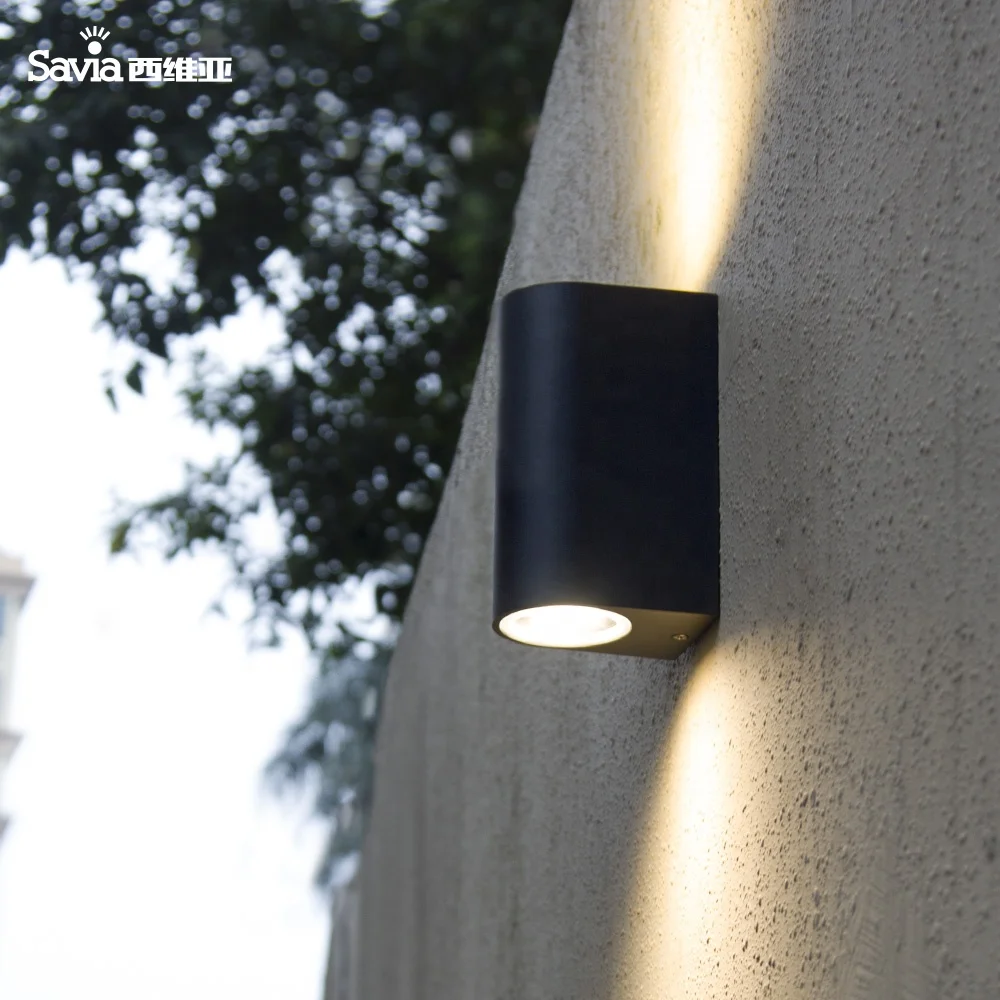 Алюминиевая уличная настенная лампа Savia вверх и вниз, современный светодиодный светильник 2 x GU10 для поверхностного монтажа, садовый водонепроницаемый светильник IP44, светильник для двора