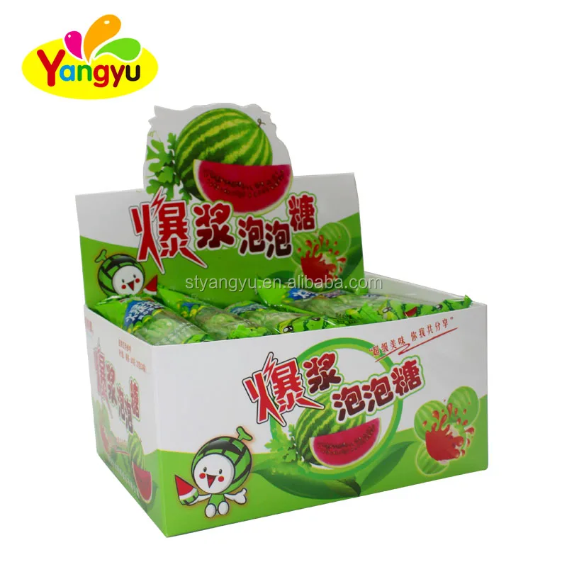 Арбузные пузырьки, жвачка, наполнение желейным джемом