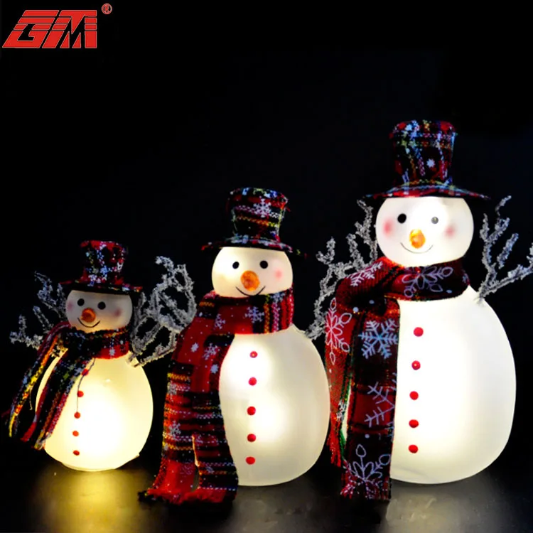 Blown glass snowman ornament christmas novelty products Hot selling Christmas decoration glass snowman with LED light ornament